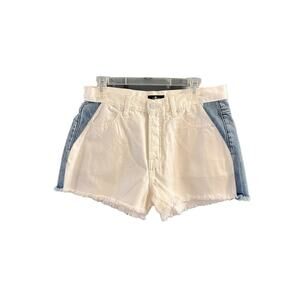 NWT 7 for All Mankind Monroe Cut-off Shorts Clean White Patchwork High Waist 30